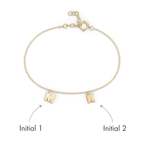 Initial Bracelet with 2 Letters - Modern – 18K Gold Plated Silver
