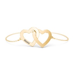 Engravable Interlocking Hearts Bracelet in 18K Gold Plated Silver