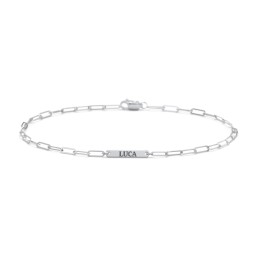 Mini Paper Clip Chain Bracelet with 1 - 4 Engravable Bars in 925 Sterling Silver