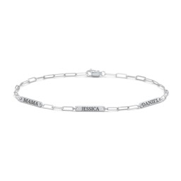 Mini Paper Clip Chain Bracelet with 1 - 4 Engravable Bars