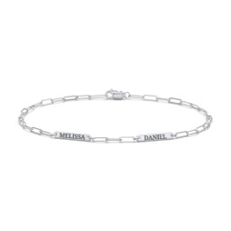 Mini Paper Clip Chain Bracelet with 1 - 4 Engravable Bars in 925 Sterling Silver