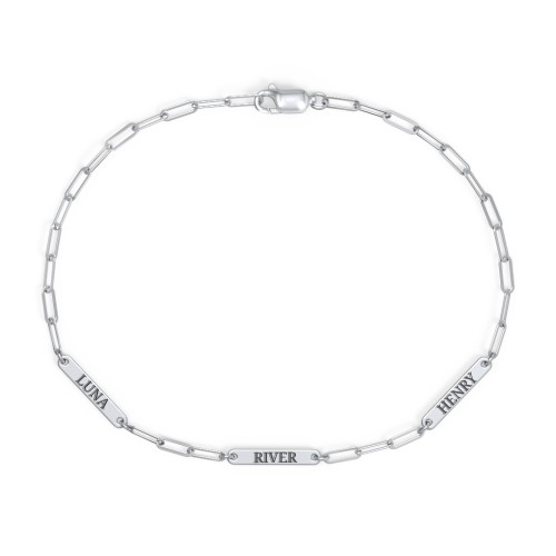 Mini Paper Clip Chain Bracelet with 1 - 4 Engravable Bars – Sterling Silver