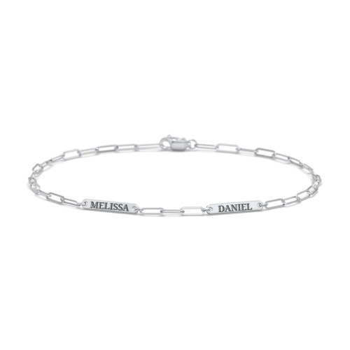 Mini Paper Clip Chain Bracelet with 1 - 4 Engravable Bars – Sterling Silver