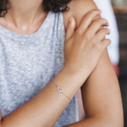 Engravable Open Heart Bracelet with Birthstone