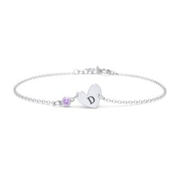 Initial Heart Bracelet with Birthstone