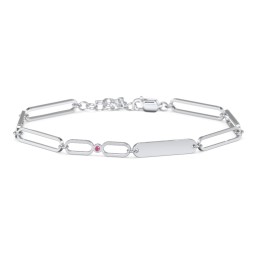 Engravable Long Link Infinity Family Bracelet with 1-4 Birthstones
