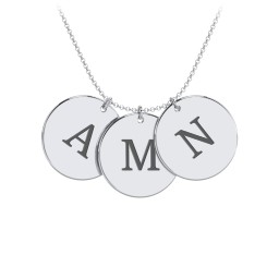 Engravable 3 Disc Pendant in 925 Sterling Silver with Ruby, Amethyst Premium Zirconia, Blue Sapphire, and Blue Topaz