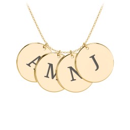 Engravable 4 Disc Pendant in 9K Solid Yellow Gold with Ruby, Amethyst Premium Zirconia, Blue Sapphire, and Blue Topaz