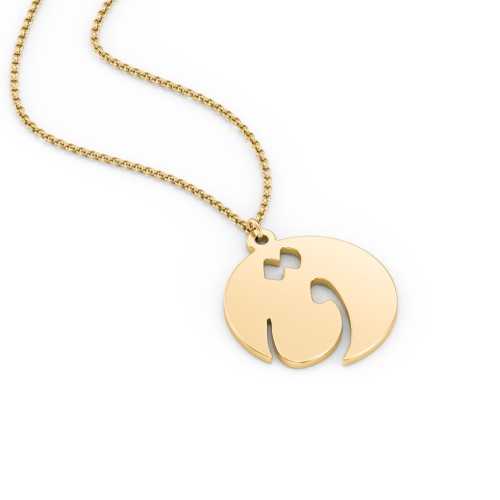 Arabic and Farsi Initial Disc Necklace – 18K Gold Plated Silver
