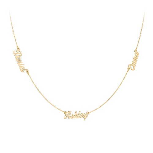 Dainty Personalised Three Name Necklace – 18K Gold Plated Silver