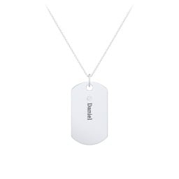 Engravable Dog Tag Necklace with 1 Birthstone