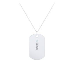 Engravable Dog Tag Necklace with 1 Birthstone