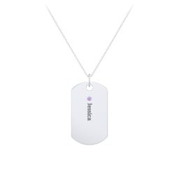 Engravable Dog Tag Necklace with 1 Birthstone