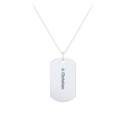 Engravable Dog Tag Necklace with 1 Birthstone
