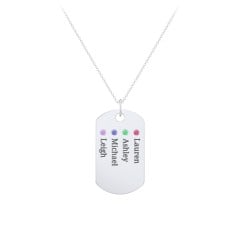 Engravable Dog Tag Necklace with 4 Birthstone