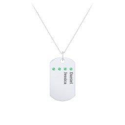 Engravable Dog Tag Necklace with 4 Birthstone
