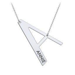 Engravable Asymmetrical Initial Necklace - A