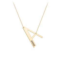 Engravable Asymmetrical Initial Necklace - A in 18K Gold Plated Silver