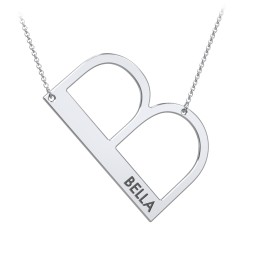 Engravable Asymmetrical Initial Necklace - B