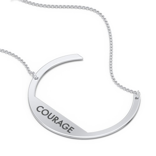 Engravable Asymmetrical Initial Necklace - C – Sterling Silver