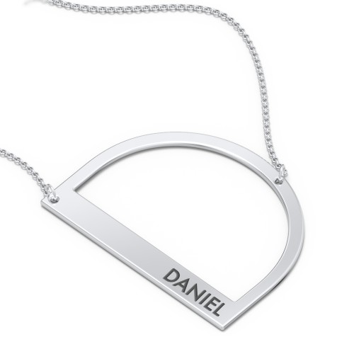 Engravable Asymmetrical Initial Necklace - D – Sterling Silver