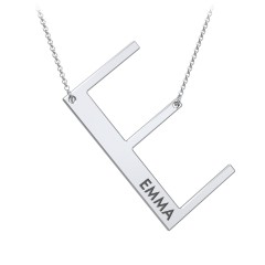 Engravable Asymmetrical Initial Necklace - E – Sterling Silver