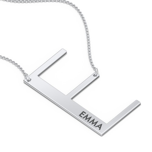 Engravable Asymmetrical Initial Necklace - E – Sterling Silver