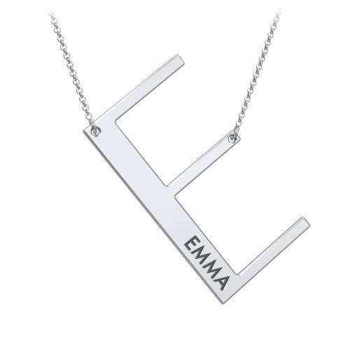 Engravable Asymmetrical Initial Necklace - E – Sterling Silver