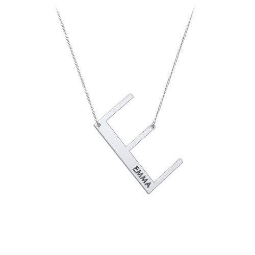 Engravable Asymmetrical Initial Necklace - E – Sterling Silver