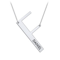 Engravable Asymmetrical Initial Necklace - F