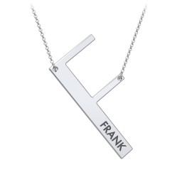 Engravable Asymmetrical Initial Necklace - F