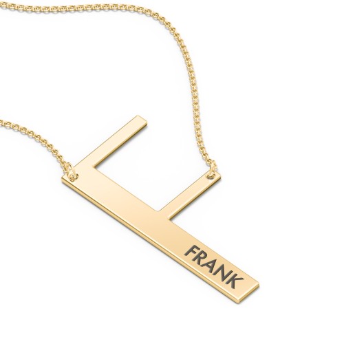 Engravable Asymmetrical Initial Necklace - F – 18K Gold Plated Silver