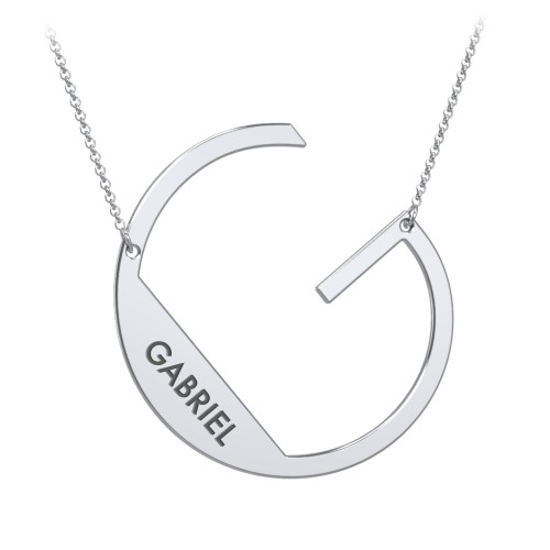 Engravable Asymmetrical Initial Necklace - G