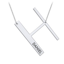 Engravable Asymmetrical Initial Necklace - H