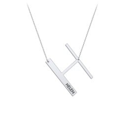 Engravable Asymmetrical Initial Necklace - H