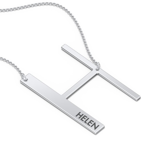 Engravable Asymmetrical Initial Necklace - H