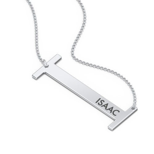 Engravable Asymmetrical Initial Necklace - I – Sterling Silver