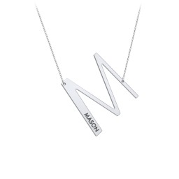 Engravable Asymmetrical Initial Necklace - M