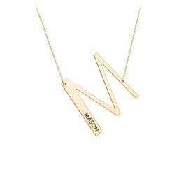 Engravable Asymmetrical Initial Necklace - M