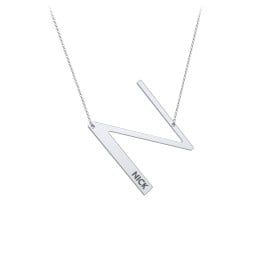 Engravable Asymmetrical Initial Necklace - N