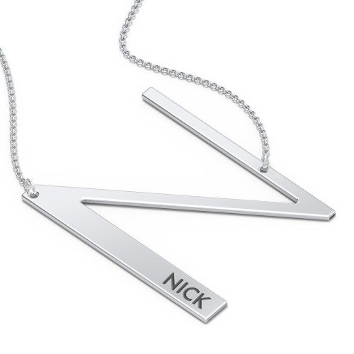 Engravable Asymmetrical Initial Necklace - N