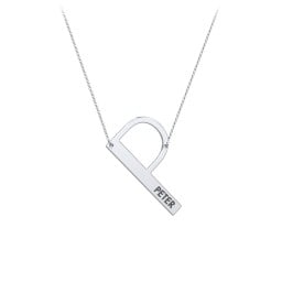 Engravable Asymmetrical Initial Necklace - P