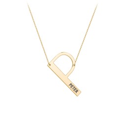 Engravable Asymmetrical Initial Necklace - P in 18K Gold Plated Silver