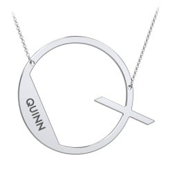 Engravable Asymmetrical Initial Necklace - Q