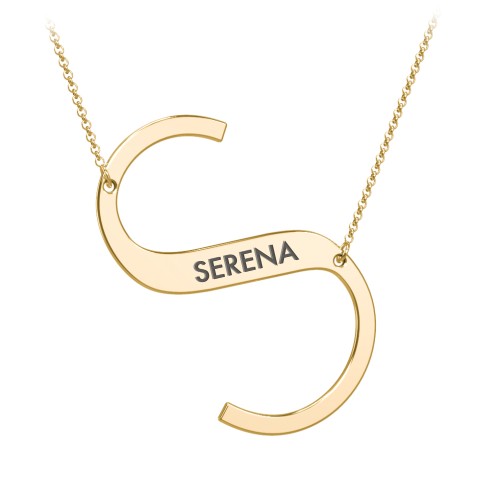 Engravable Asymmetrical Initial Necklace - S – 18K Gold Plated Silver
