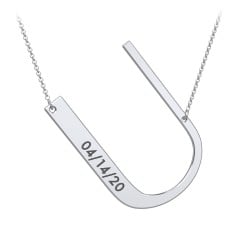 Engravable Asymmetrical Initial Necklace - U
