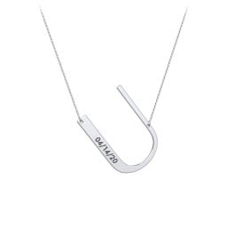 Engravable Asymmetrical Initial Necklace - U