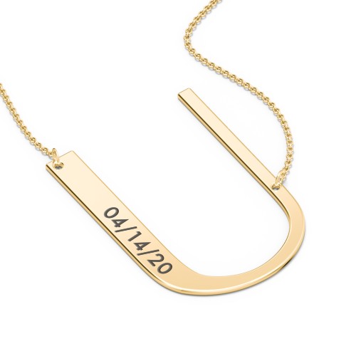 Engravable Asymmetrical Initial Necklace - U – 18K Gold Plated Silver