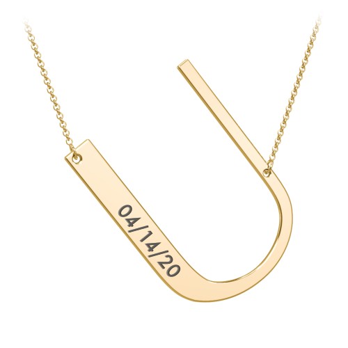 Engravable Asymmetrical Initial Necklace - U – 18K Gold Plated Silver