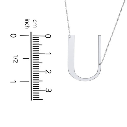 Engravable Asymmetrical Initial Necklace - U – Sterling Silver